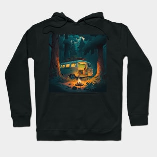 Camping Adventure in the Forest, Campire at Night Hoodie